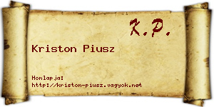 Kriston Piusz névjegykártya